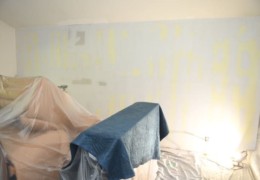 Patch and sand drywall and glue damage Patch and sand drywall and glue damage