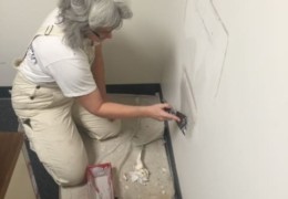 Apply several coats of compound to smooth then sand and prime Apply several coats of compound to smooth then sand and prime