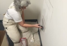 Apply several coats of compound to smooth then sand and prime Apply several coats of compound to smooth then sand and prime