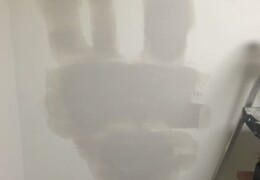 Apply several coats of compound to smooth then sand and prime Apply several coats of compound to smooth then sand and prime